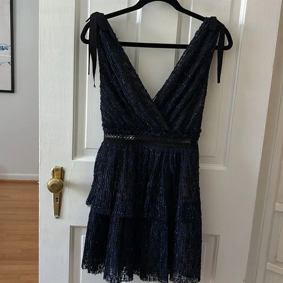 Self-Portrait Metallic Tie Strap Dress
